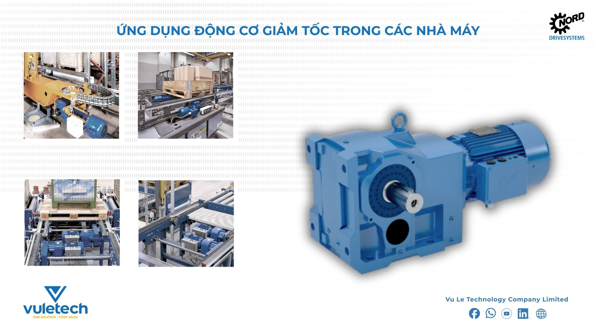 Ứng dụng động cơ giảm tốc trong các nhà máy