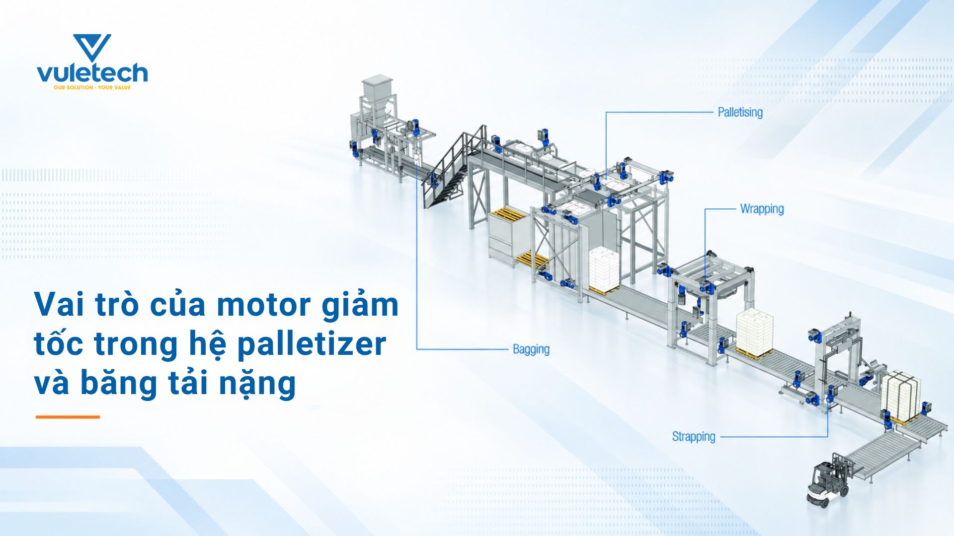 Vai trò của motor giảm tốc trong hệ palletizer và băng tải nặng