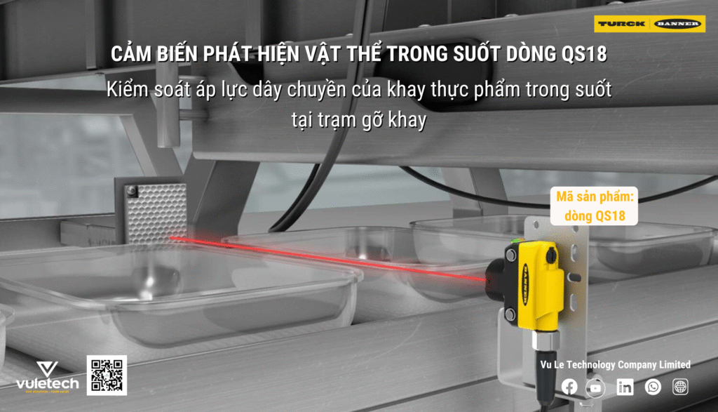 Cảm biến phát hiện vật thể trong suốt dòng QS18