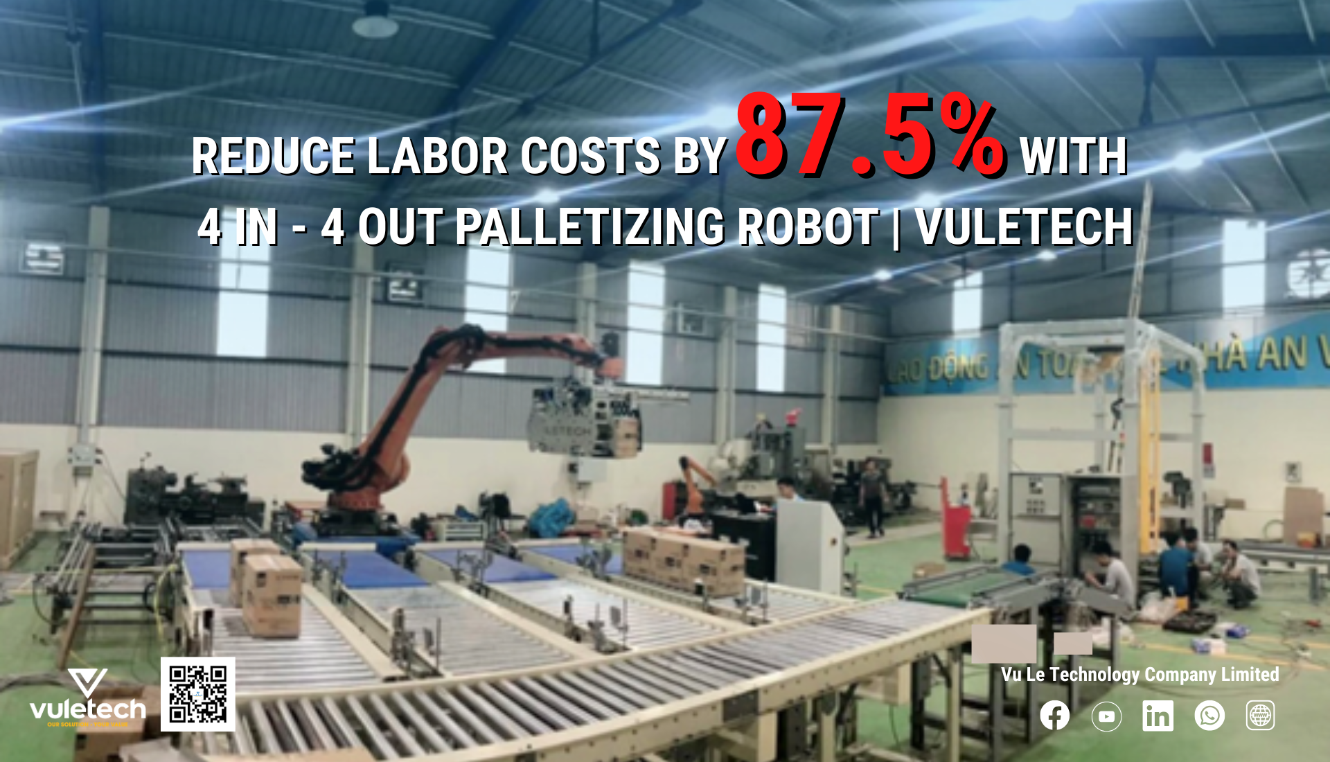 REDUCE LABOR COSTS BY WITH 4 IN - 4 OUT PALLETIZING ROBOT | VULETECH
