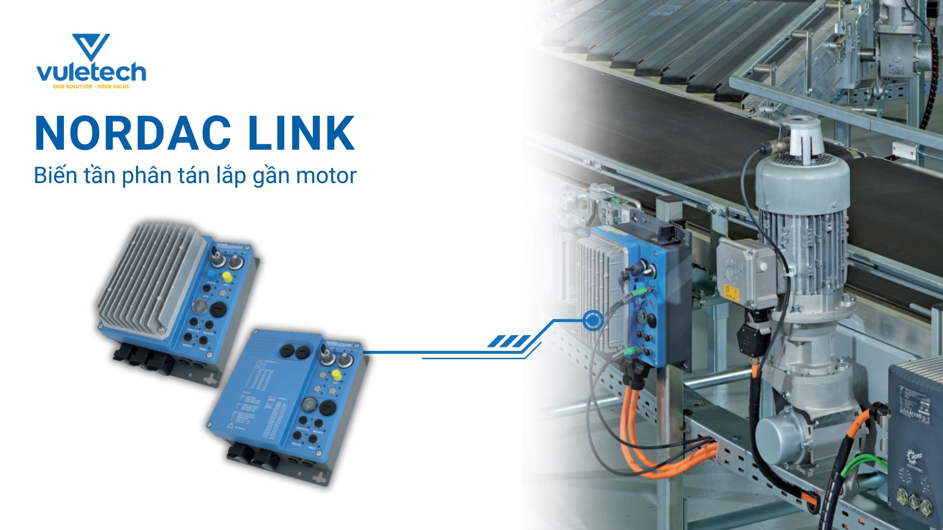 NORDAC LINK là một biến tần phân tán (decentralized frequency inverter) được lắp gần motor