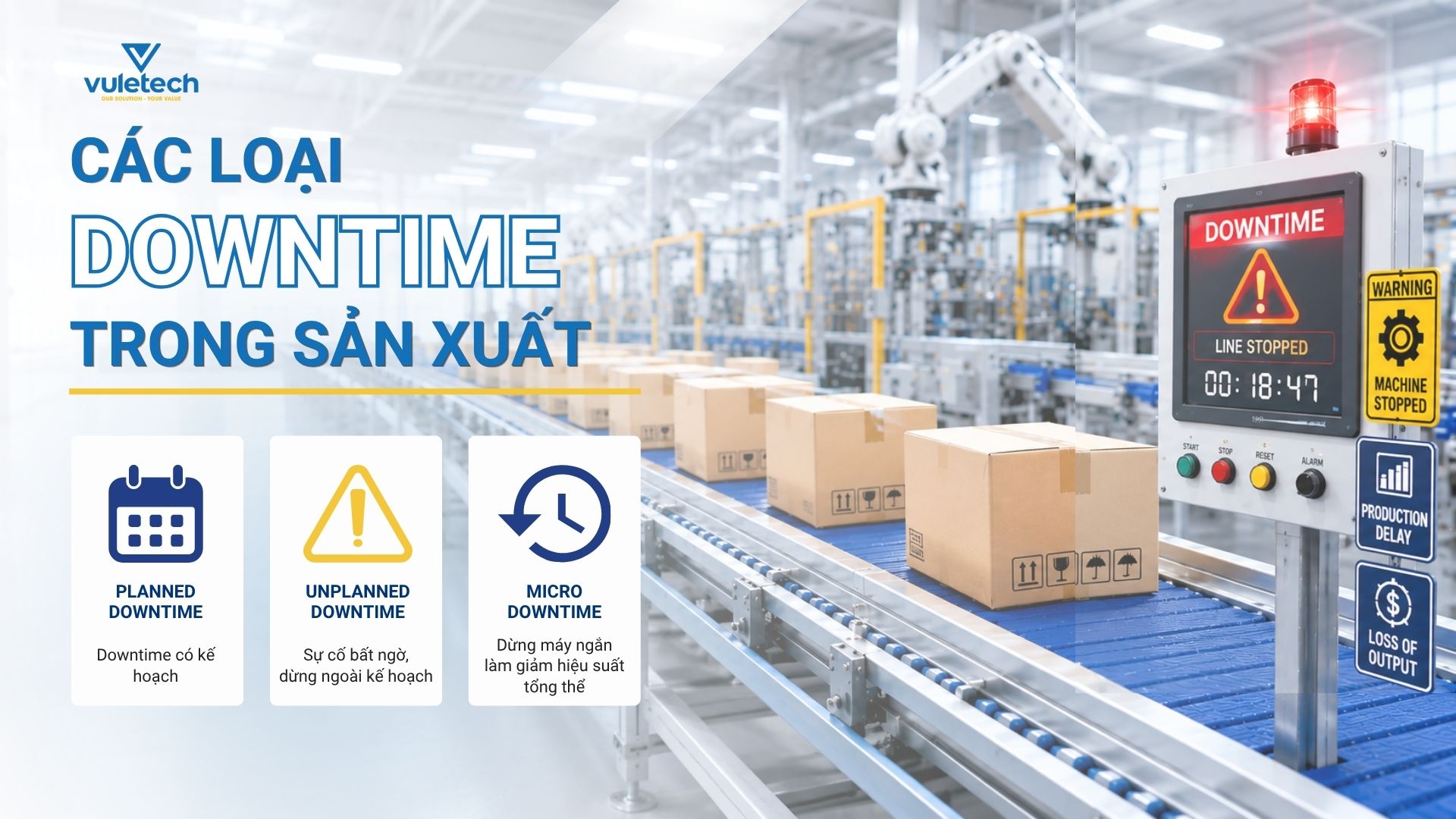 Các loại downtime phổ biến trong sản xuất Các loại downtime phổ biến trong sản xuất
